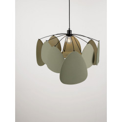 Lampa Wisząca Vela | Lniana | E27 | Beż / Zielony / Morela