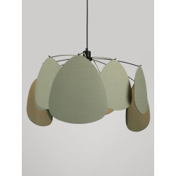 Lampa Wisząca Vela | Lniana | E27 | Beż / Zielony / Morela