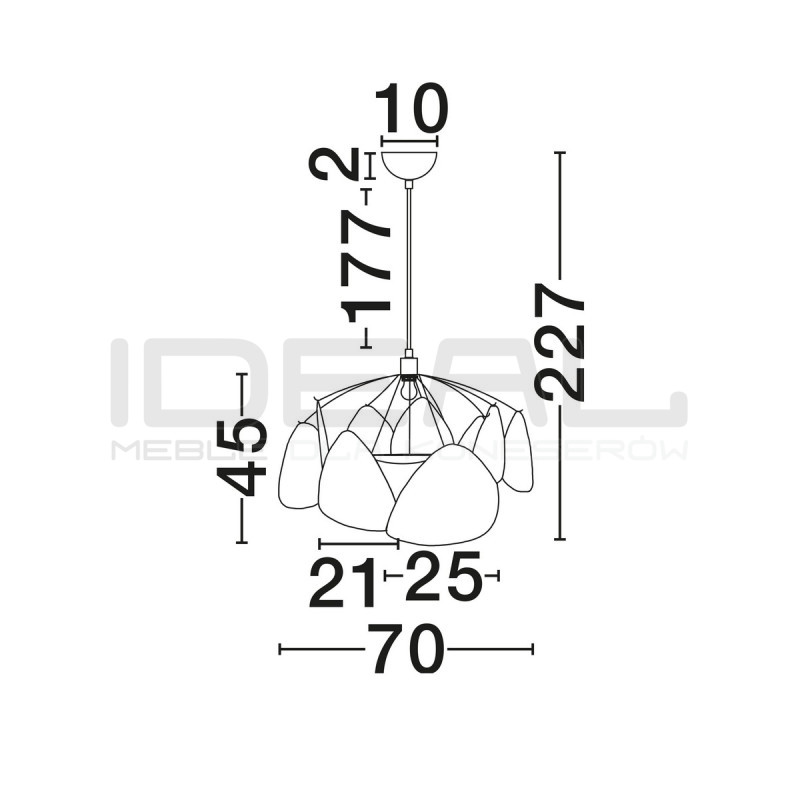 Lampa Wisząca Vela | Lniana | E27 | Beż / Zielony / Morela