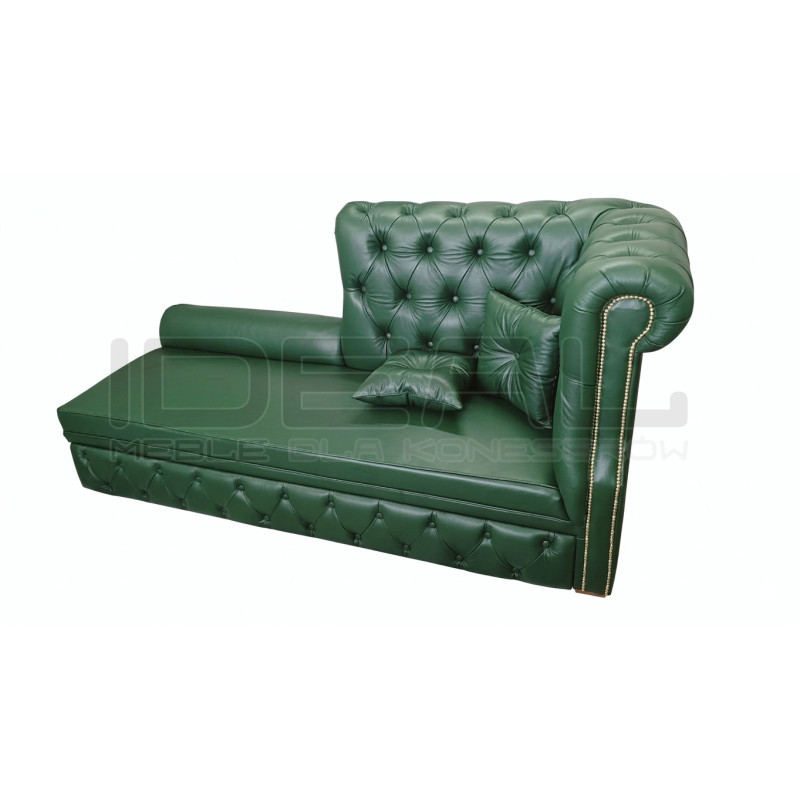 Leżanka chesterfield rozkładana Marady skóra naturalna 4 os.