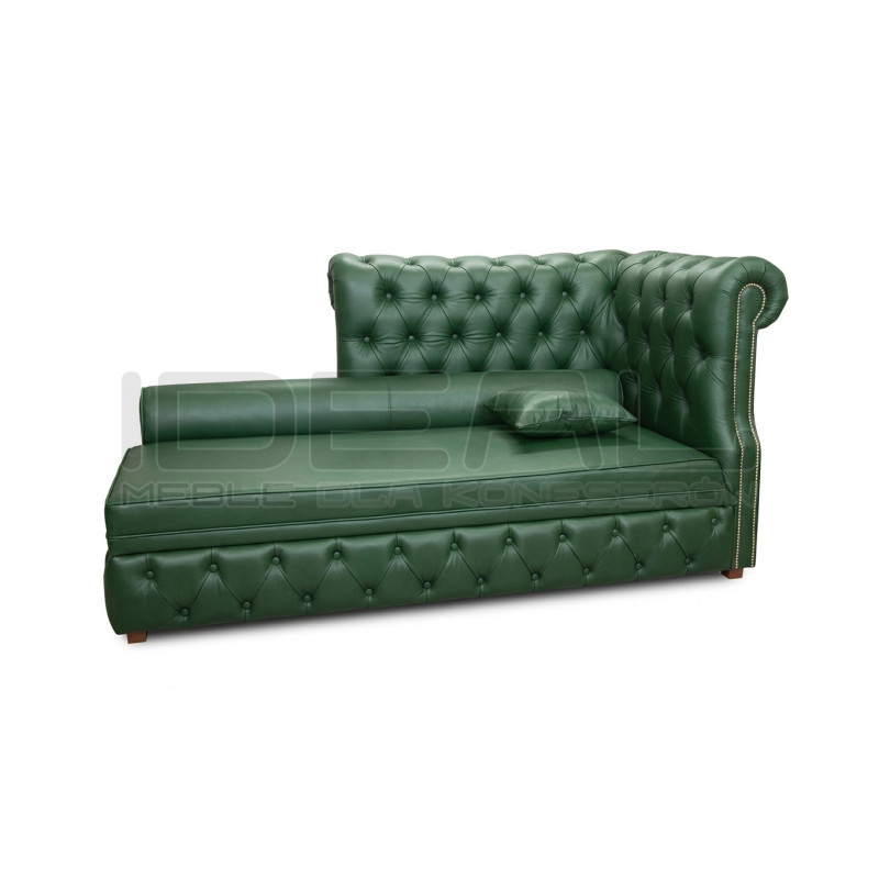 Leżanka chesterfield rozkładana Marady skóra naturalna 4 os.