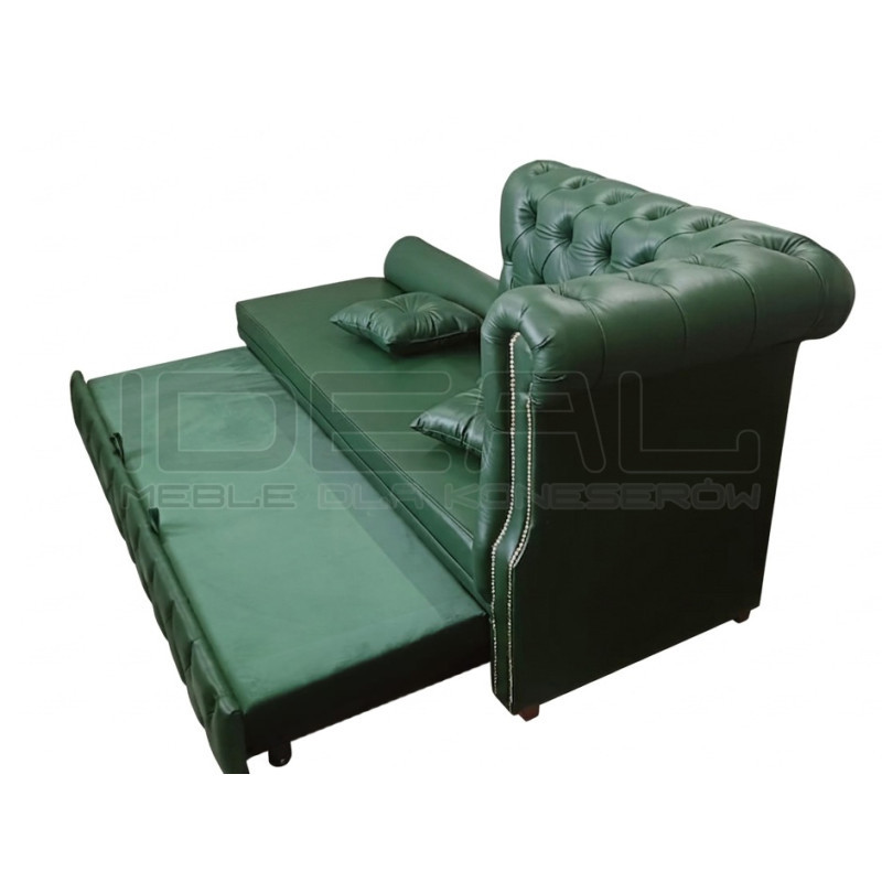 Leżanka chesterfield rozkładana Marady skóra naturalna 4 os.