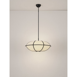 Lampa Wisząca Lniana Natural Blossom 70cm | Styl Japandi i Boho