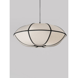 Lampa Wisząca Lniana Natural Blossom 70cm | Styl Japandi i Boho