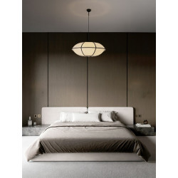 Lampa Wisząca Lniana Natural Blossom 70cm | Styl Japandi i Boho