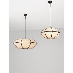 Lampa Wisząca Natural Blossom 45 | Lniana Oprawa w Stylu Japandi