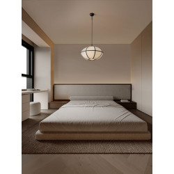 Lampa Wisząca Natural Blossom 45 | Lniana Oprawa w Stylu Japandi