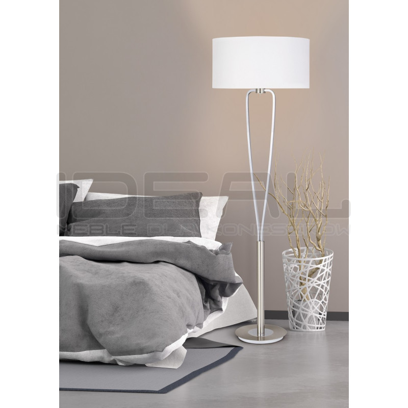 Lampa podłogowa Gracja srebrna podstawa biały klosz