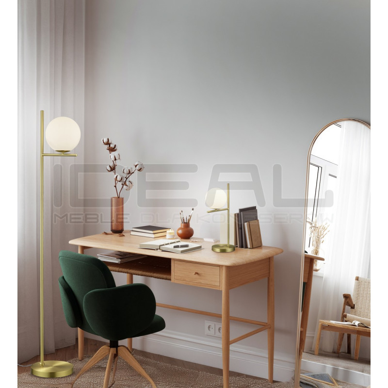 Lampa podłogowa Solaris | złota z szklaną kulą |IdealMeble.pl