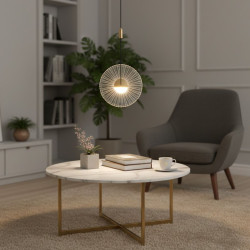 SUNBLAST lampa wisząca LED 20 cm złota - nowoczesna lampa ryflowana