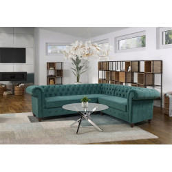 Narożnik Chesterfield z funkcją spania codziennego i pojemnikiem 260x180