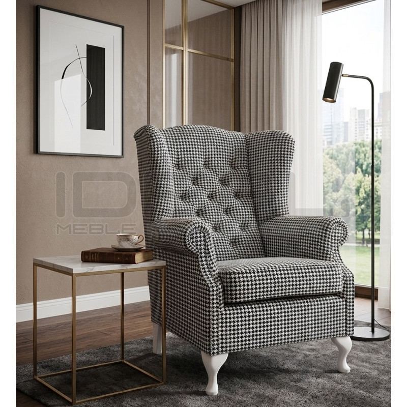 Pikowany Fotel Chesterfield Uszak Ton