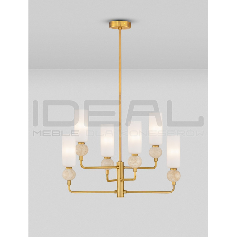 Lampa wisząca Travis 6 – złoto i trawertyn | IdealMeble.pl