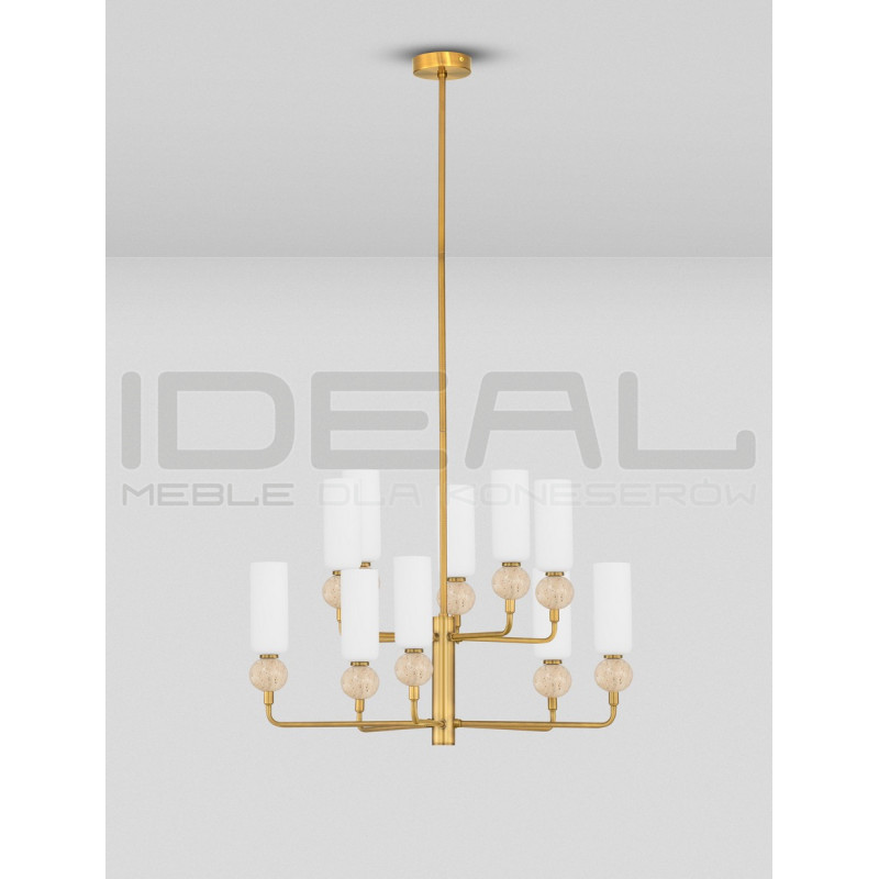 Lampa wisząca Travis 10 – Trawertyn i szczotkowane złoto | Design