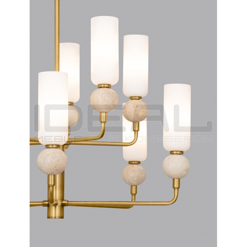 Lampa wisząca Travis 10 – Trawertyn i szczotkowane złoto | Design