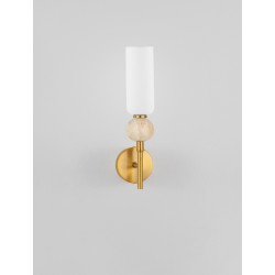 Kinkiet Travis – Złota Lampa Ścienna z Trawertynem | G9