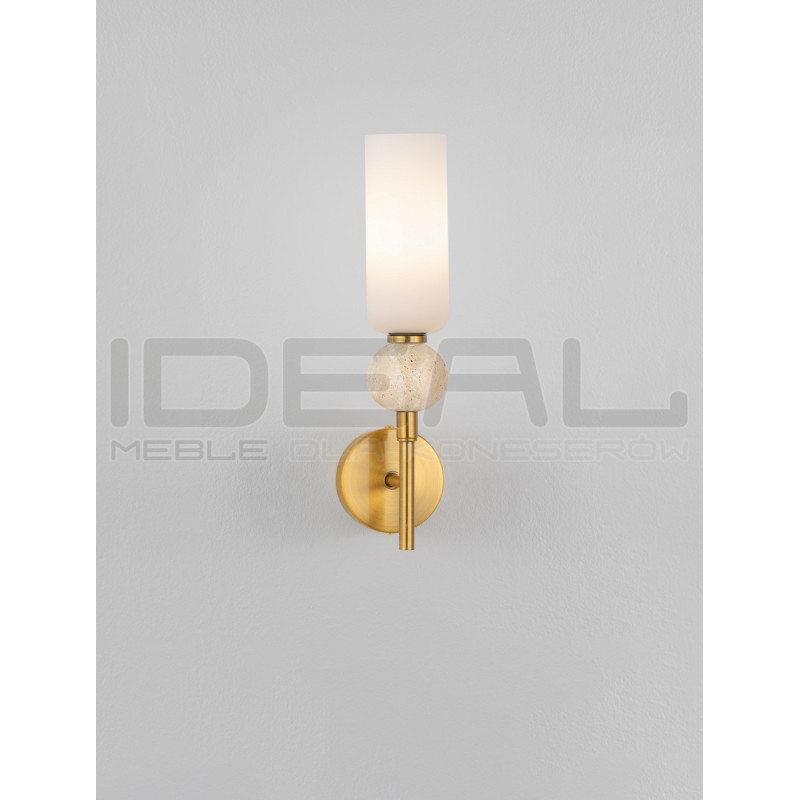 Kinkiet Travis – Złota Lampa Ścienna z Trawertynem | G9