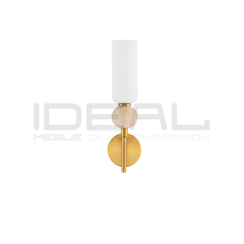 Kinkiet Travis – Złota Lampa Ścienna z Trawertynem | G9