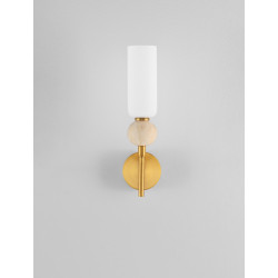 Kinkiet Travis – Złota Lampa Ścienna z Trawertynem | G9