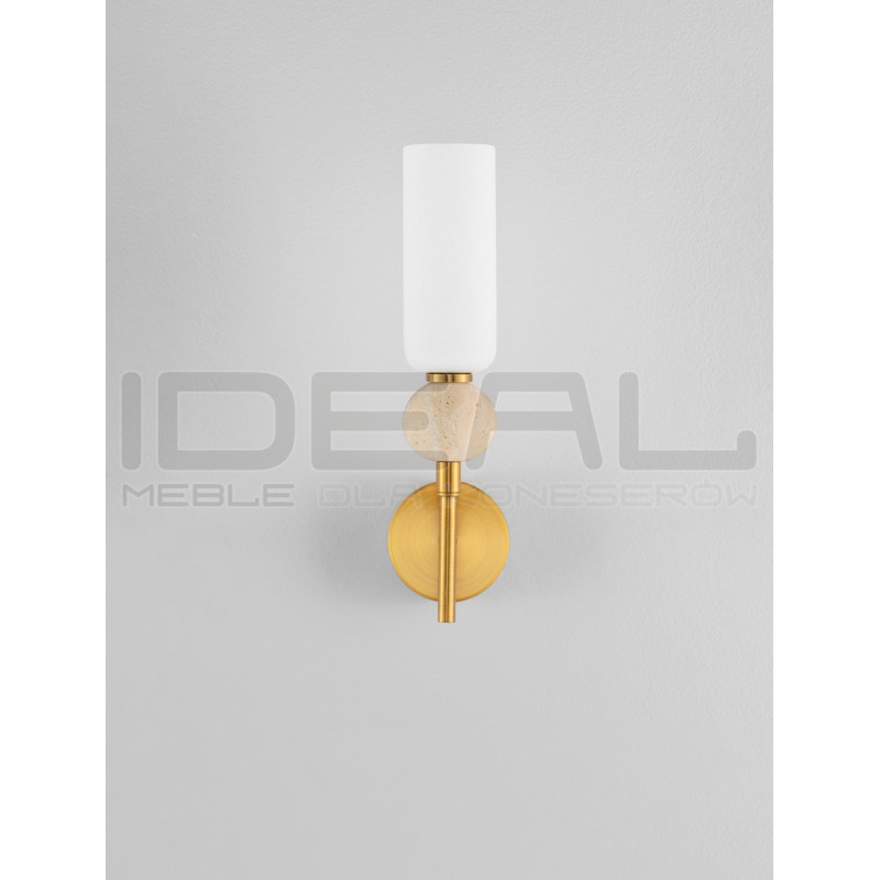 Kinkiet Travis – Złota Lampa Ścienna z Trawertynem | G9