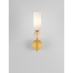 Kinkiet Travis – Złota Lampa Ścienna z Trawertynem | G9