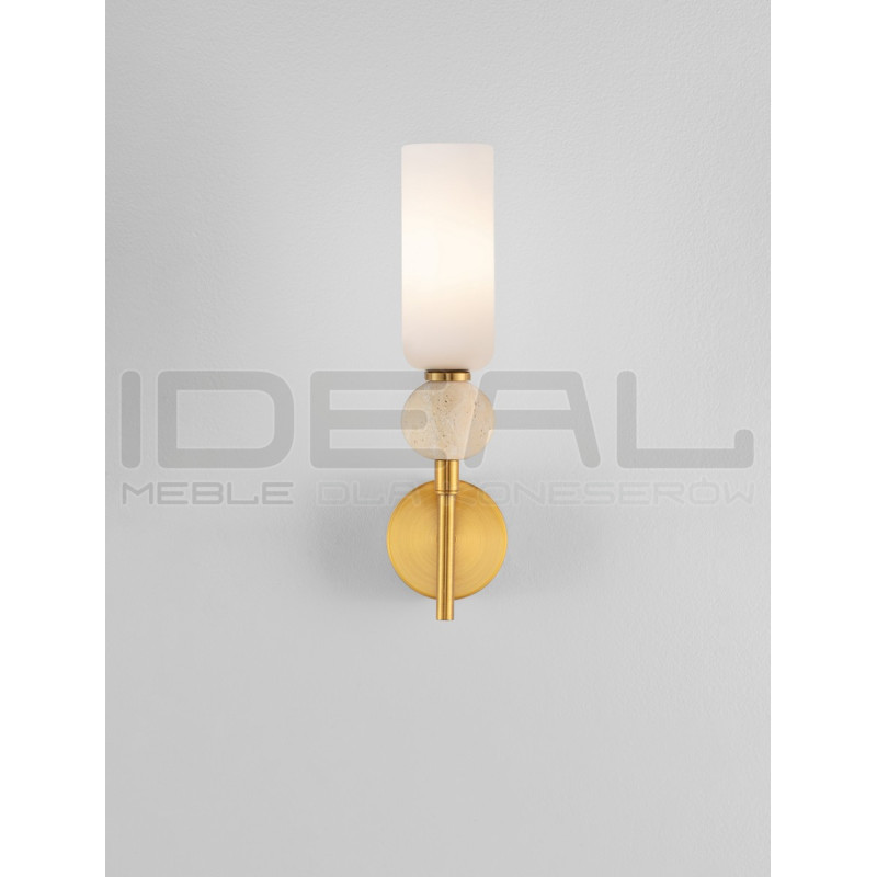 Kinkiet Travis – Złota Lampa Ścienna z Trawertynem | G9