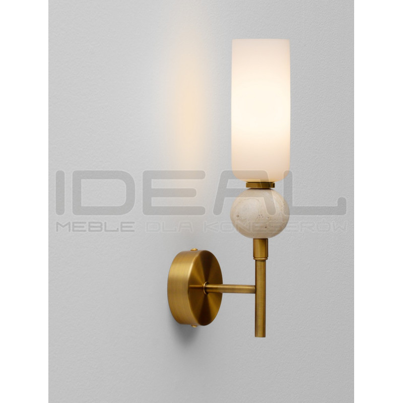 Kinkiet Travis – Złota Lampa Ścienna z Trawertynem | G9