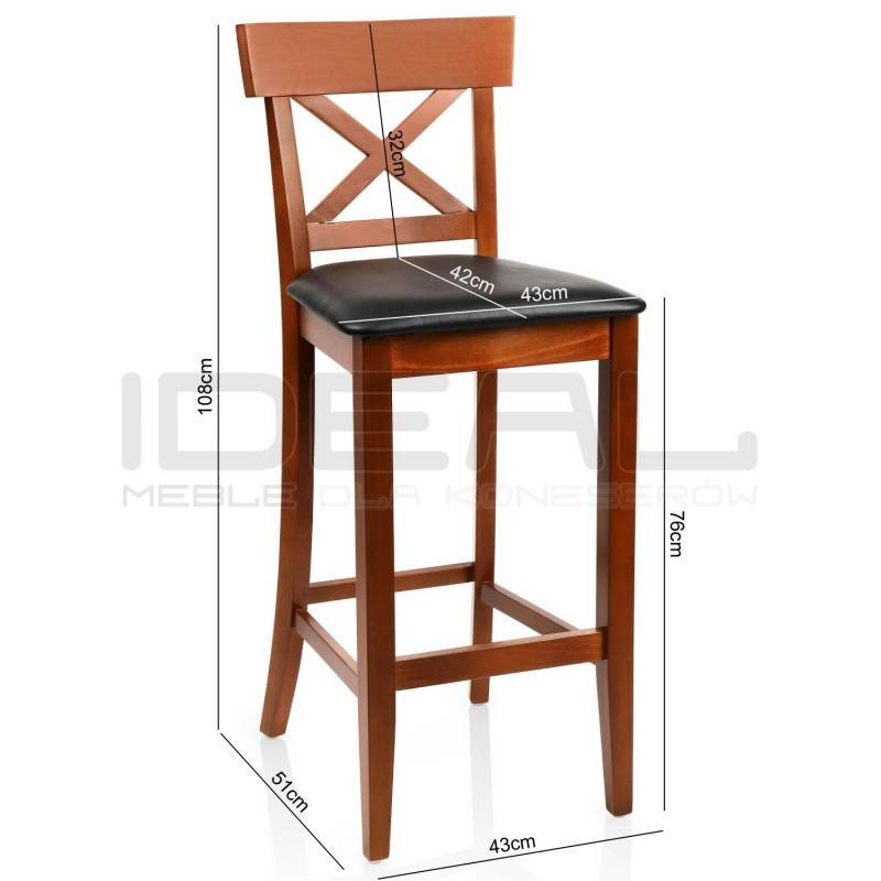 Hoker Jack tapicerowany z drewnianym oparciem | Skandynawski styl