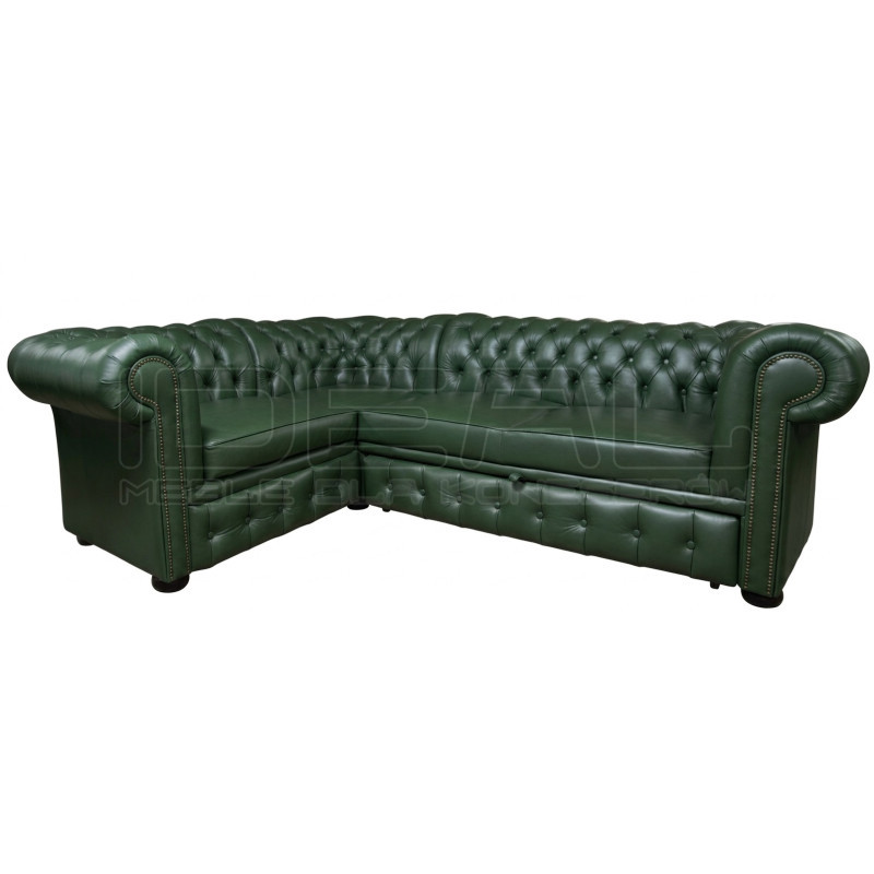 Narożnik Chesterfield Normal w skórze z funkcją spania 200x260