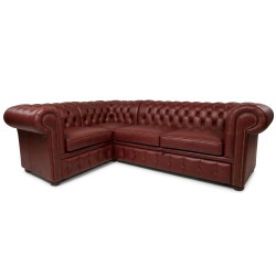 Narożnik Chesterfield Normal w skórze z funkcją spania 200x260