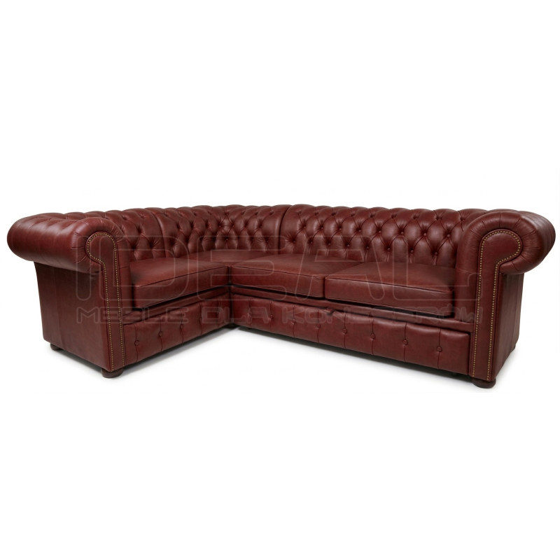 Narożnik Chesterfield Normal w skórze z funkcją spania 200x260