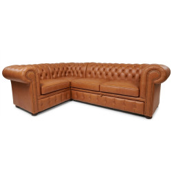 Narożnik Chesterfield Normal w skórze z funkcją spania 200x260
