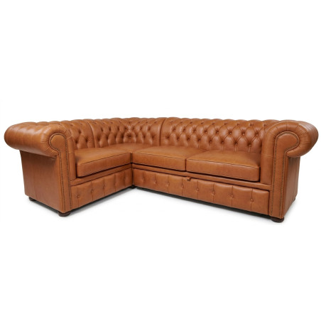 Narożnik Chesterfield Normal w skórze z funkcją spania 200x260