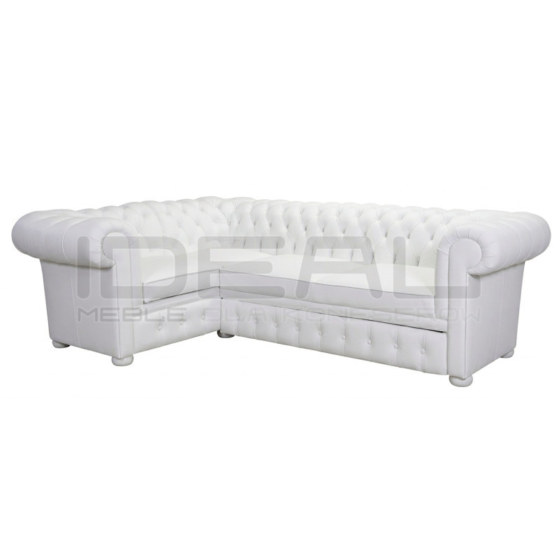 Narożnik Chesterfield Normal w skórze Z Funkcją Spania I Pojemnikiem 180x260