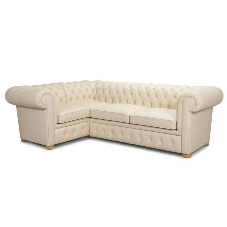 Narożnik Chesterfield Normal w skórze Z Funkcją Spania I Pojemnikiem 180x260