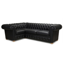 Narożnik Chesterfield Normal w skórze Z Funkcją Spania I Pojemnikiem 180x260