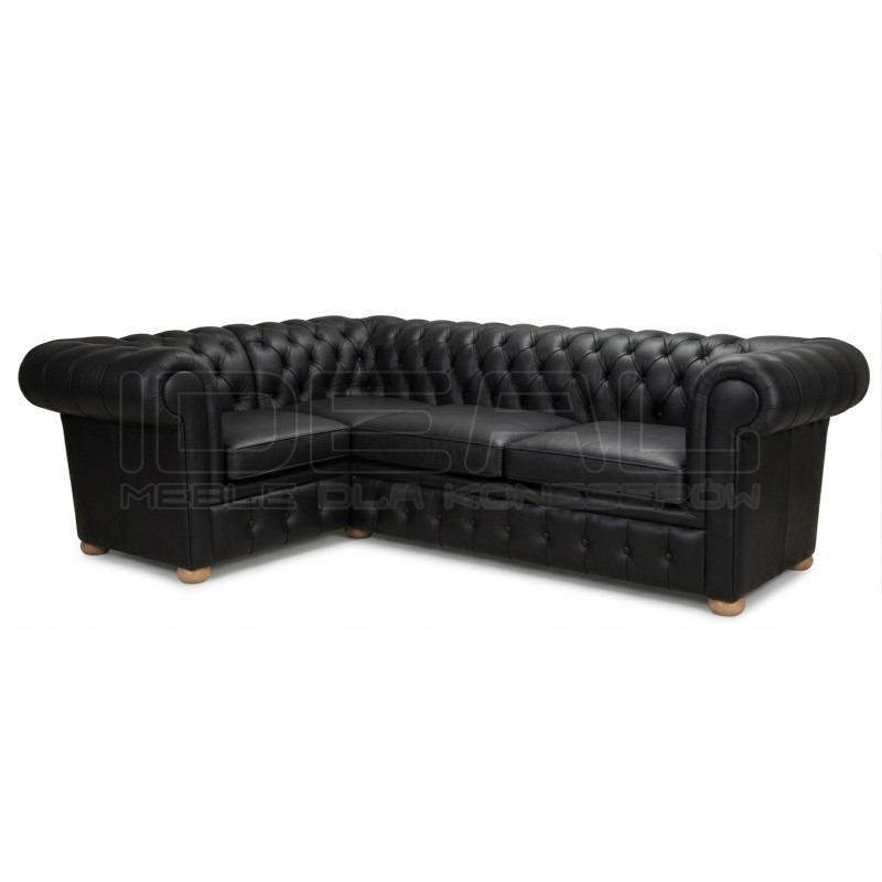 Narożnik Chesterfield Normal w skórze Z Funkcją Spania I Pojemnikiem 180x260
