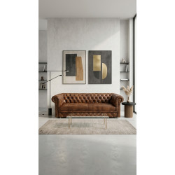 Sofa Chesterfield Normal W Skórze Z Funkcją Spania 4 os.
