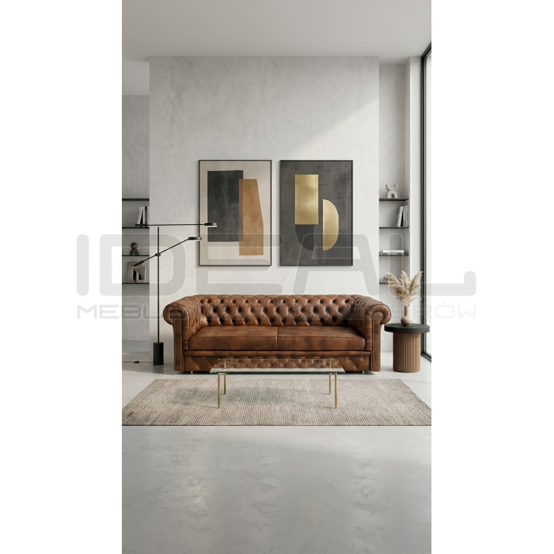 Sofa Chesterfield Normal W Skórze Z Funkcją Spania 4 os.