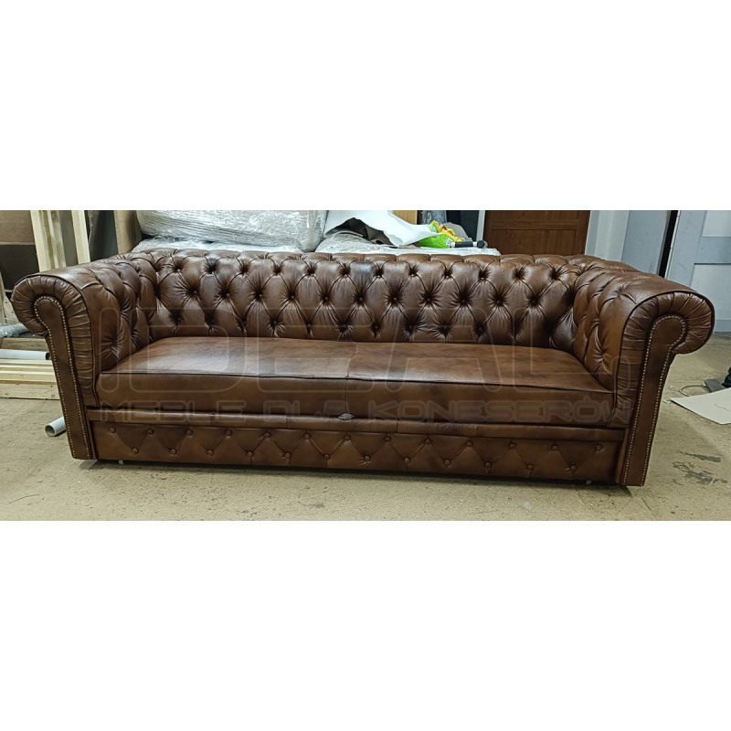 Sofa Chesterfield Normal W Skórze Z Funkcją Spania 4 os.