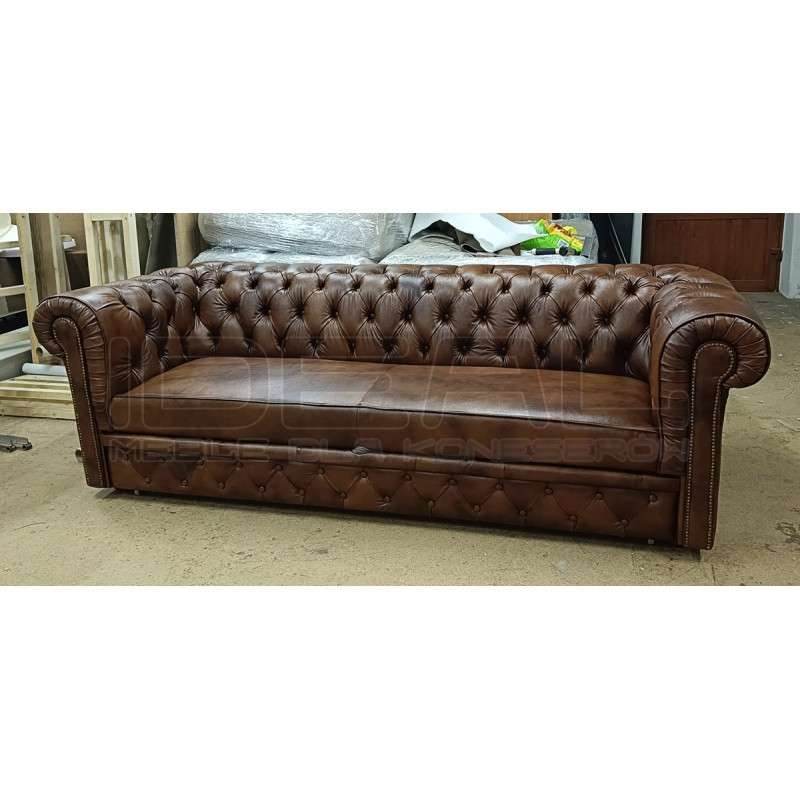 Sofa Chesterfield Normal W Skórze Z Funkcją Spania 4 os.