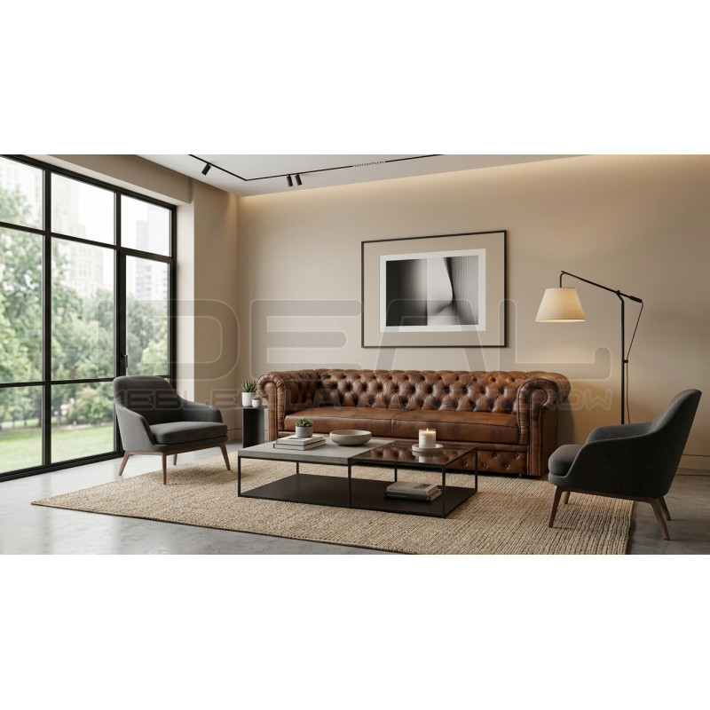 Sofa Chesterfield Normal W Skórze Z Funkcją Spania 4 os.