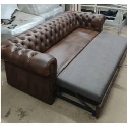 Sofa Chesterfield Normal W Skórze Z Funkcją Spania 4 os.