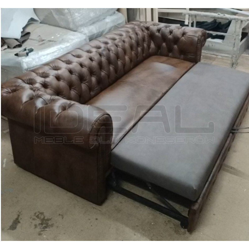 Sofa Chesterfield Normal W Skórze Z Funkcją Spania 4 os.