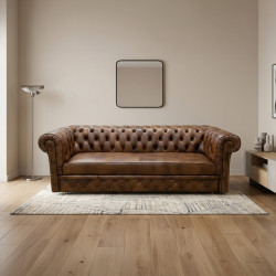 Sofa Chesterfield Normal W Skórze Z Funkcją Spania 4 os.