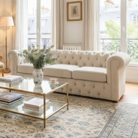 Sofa rozkładana chesterfield Normal z funkcją spania codziennego 3 os.