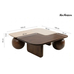 Stolik kawowy Osaka 100 – marmur i drewno mango | Ideal Meble