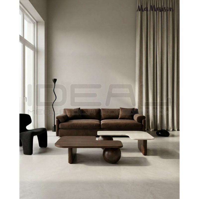 Stolik kawowy Osaka 100 – marmur i drewno mango | Ideal Meble