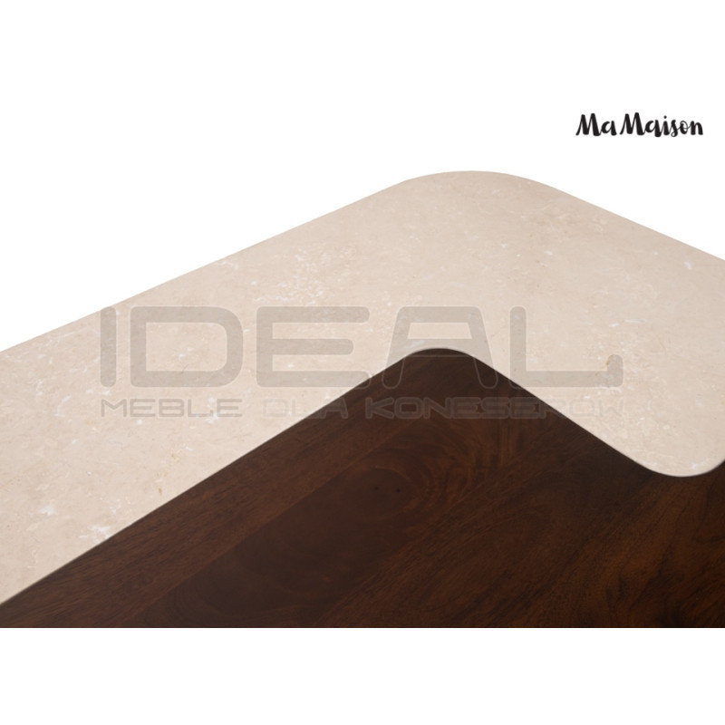 Stolik kawowy Osaka 100 – marmur i drewno mango | Ideal Meble