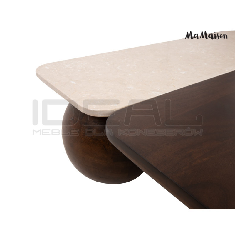 Stolik kawowy Osaka 100 – marmur i drewno mango | Ideal Meble